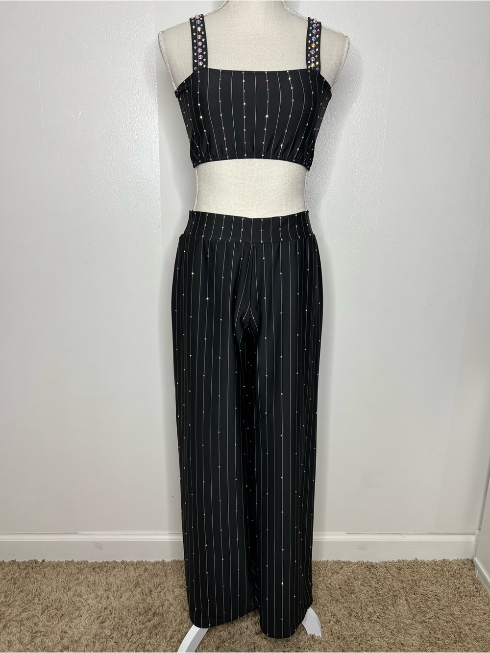 🖤 Semi-Custom Kelle 2 Piece Pinstripe Dance Costume (Jacket NOT INCLUDED) 🖤